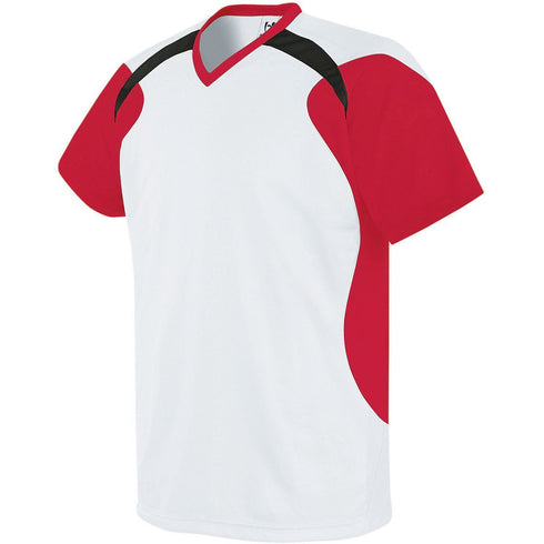 Russell Athletic Youth Tempest Soccer Jersey (322711-C), Color 'White/Scarlet/Black'